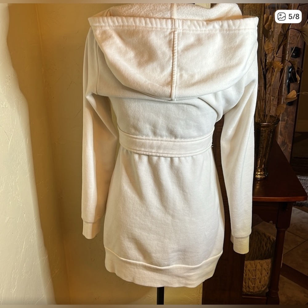 Victoria’s Secret Plush and Lush Women's Cream Hoodie Sweatshirt Jacket Dress S - Picture 4 of 9